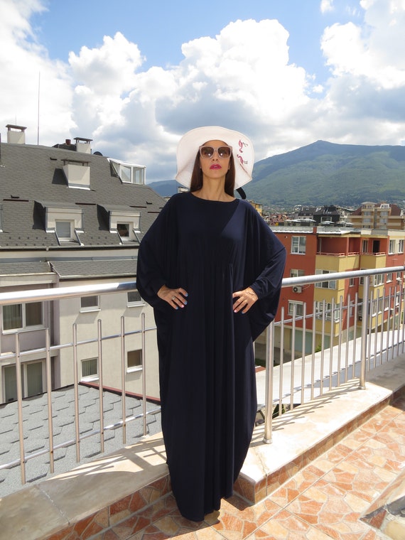 Caftan Dress, Navy Blue Dress, Kaftan Maxi Dress, Long Sleeve Caftan, Blue  Maxi Dress, Oversized Maxi Dress - Etsy