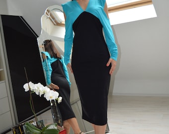 Elegant Party Dress, Extravagant Midi Dress, Loose Dress, Tricot Casual Dress, Evening Cocktail dress, Fall Fashion, Women's clothing