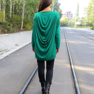 PROMO-Green Oversized Tunic - Maxi Blouse Top- Elegant Top- Maternity Top- Loose Top- Long Sleeved Top- One Size Top, Extravagant Top