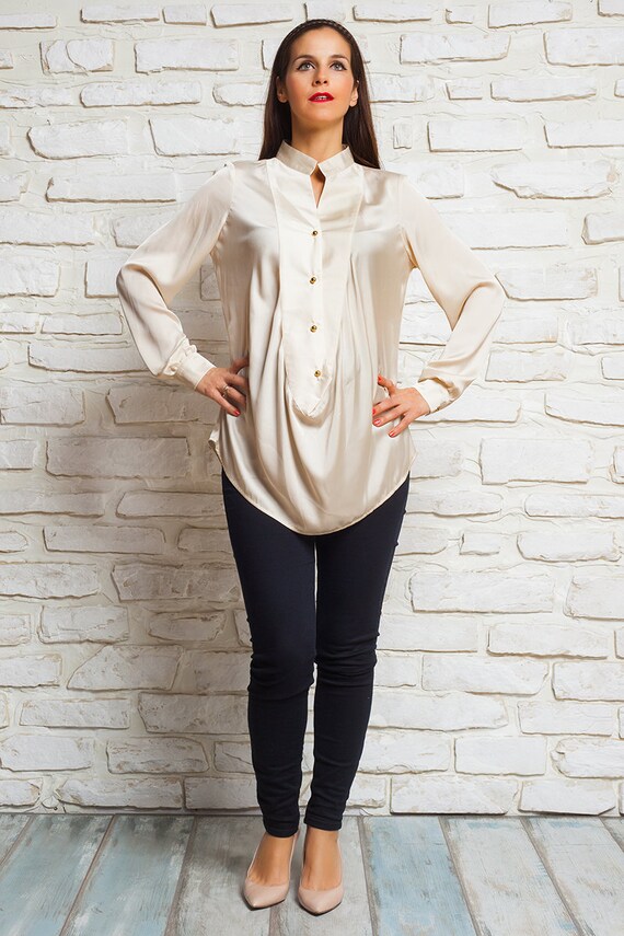 white satin blouse plus size