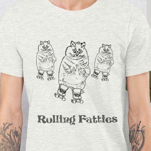 Rolling Fatties Unisex Rolling Fatties T-Shirt Minimalist Casual Unisex Smoker Stoner Roller Derby Skate Shirt Festival