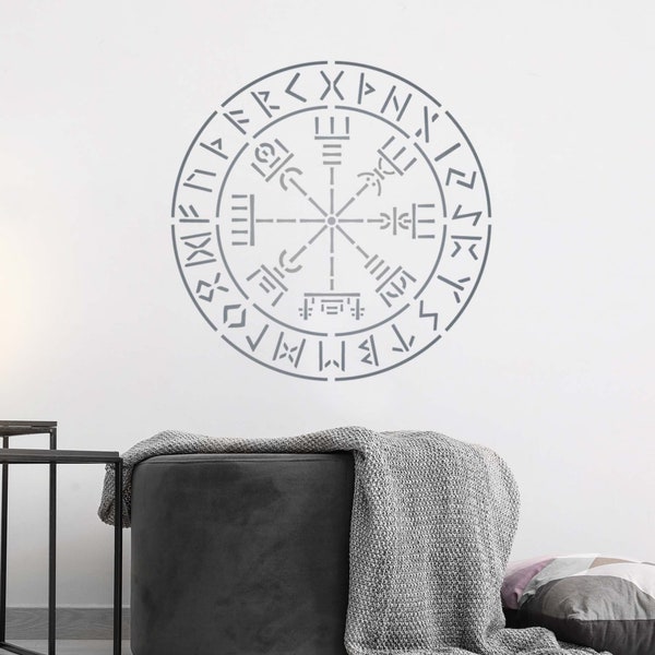 Viking Compass Stencil - Vegvisir Symbol Wall Stencil - Large Reuseable Icelandic Rune Motif Stencil by CraftStar