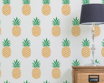 Pineapple Allover Wall Stencil - Large Seamless Pattern Wallpaper Stencil