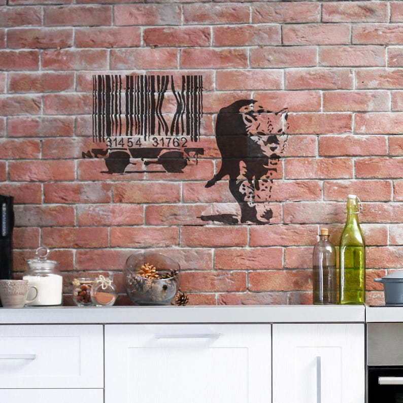 Reusable Mylar Graffiti Art Template by CraftStar Banksy Stencil Bar Code Leopard