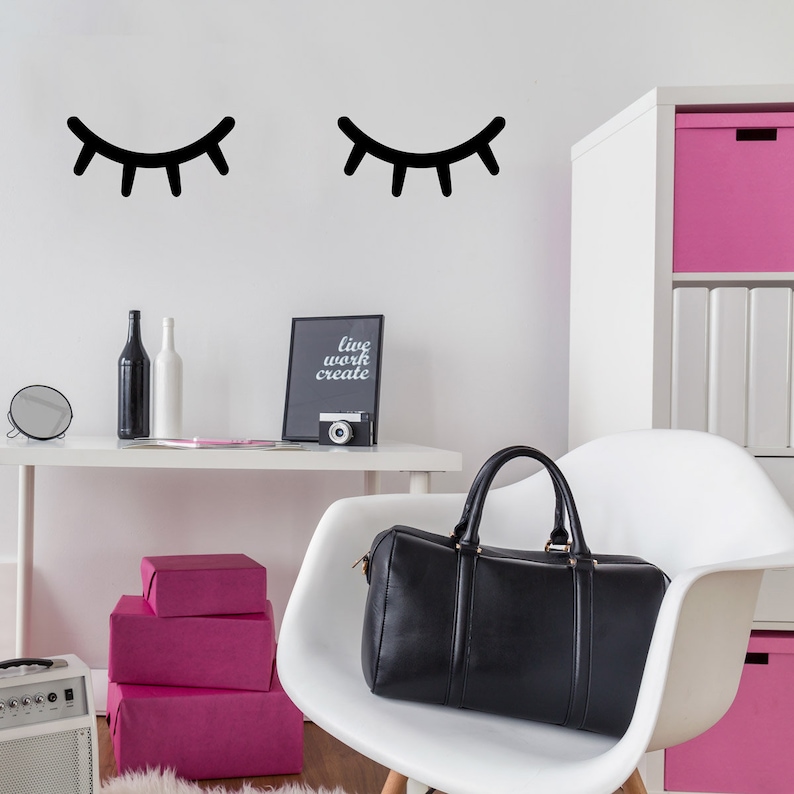 Sleepy Eyes Wall Sticker Set Sleeping Eyelashes Wall Decal Etsy UK