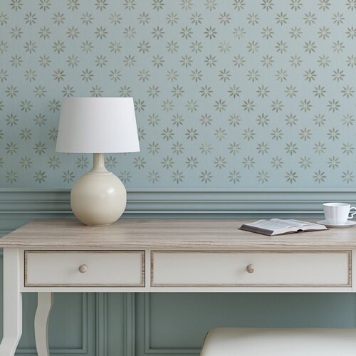Plantilla de pared con diseño floral: diseño geométrico repetido (5 cm/2")