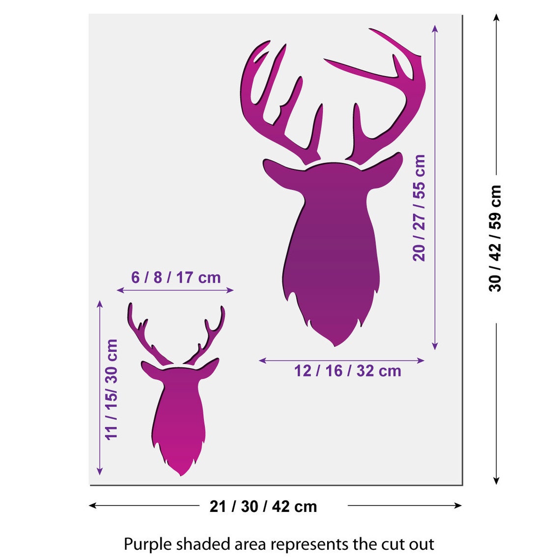 Stag Head Stencils 2 Stag Head Stencil Home Decor Templates | Etsy UK