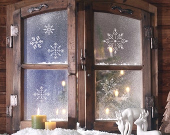 Snowflake Stencil Set - 6 Reuseable Christmas Snowflakes Window Templates (2 x A4 Sheets)