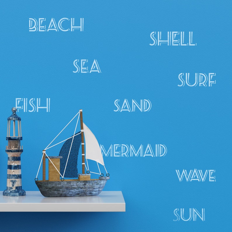 Seaside Words Stencil Pack Beach / Sea Side Word Stencils ...