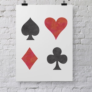 Pochoir symboles de cartes à jouer - grand modèle d'art mural par CraftStar - coeurs, trèfle, pique et diamants