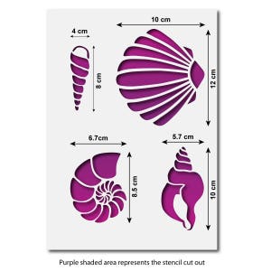 Sea Shells Stencil Pack Pack of 4 Sea Shell Stencils A4 Sheet by CraftStar image 5