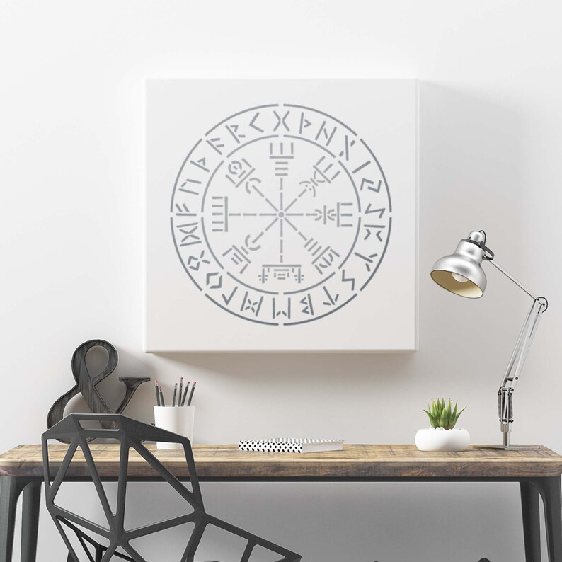 Viking Compass Stencil Vegvisr Symbol Wall Stencil Large Etsy UK