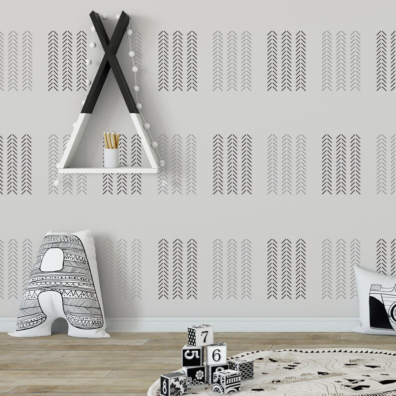 Chevron Arrow Allover Pattern Stencil Hand Drawn Chevrons Pattern Template
