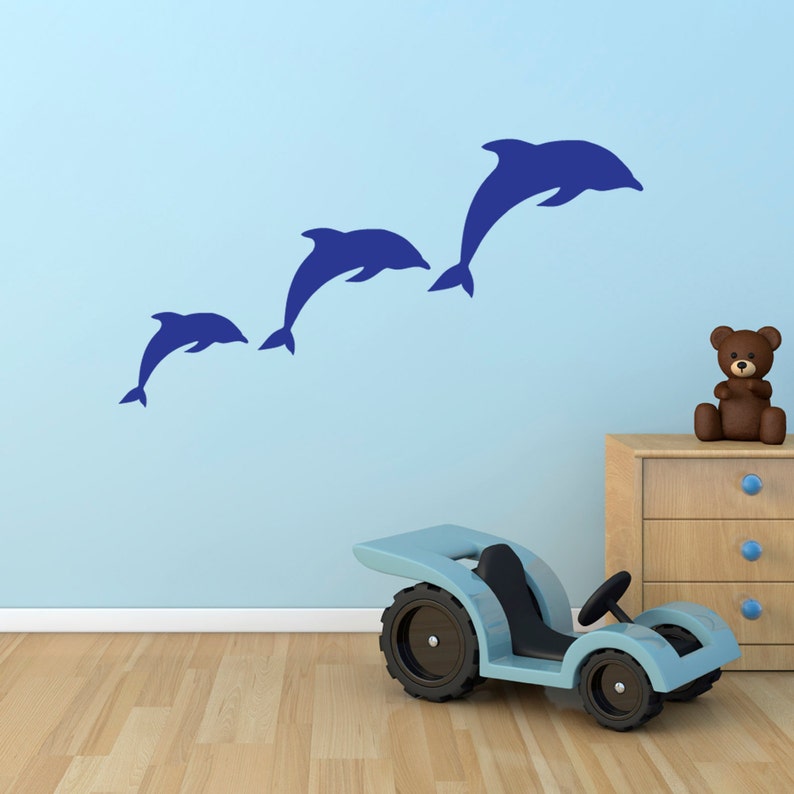 Dolphin Wall Stickers Set of 3 Dolphins Wall Decals Etsy