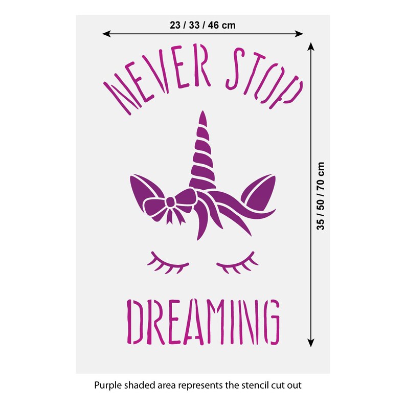 Unicorn Wall Stencil Never Stop Dreaming Children's Wall Etsy UK