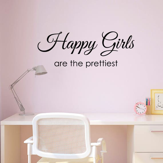 Happy Girls Are The Prettiest Wall Sticker Inspirational Quote Teen Gilrl S Wall Decal
