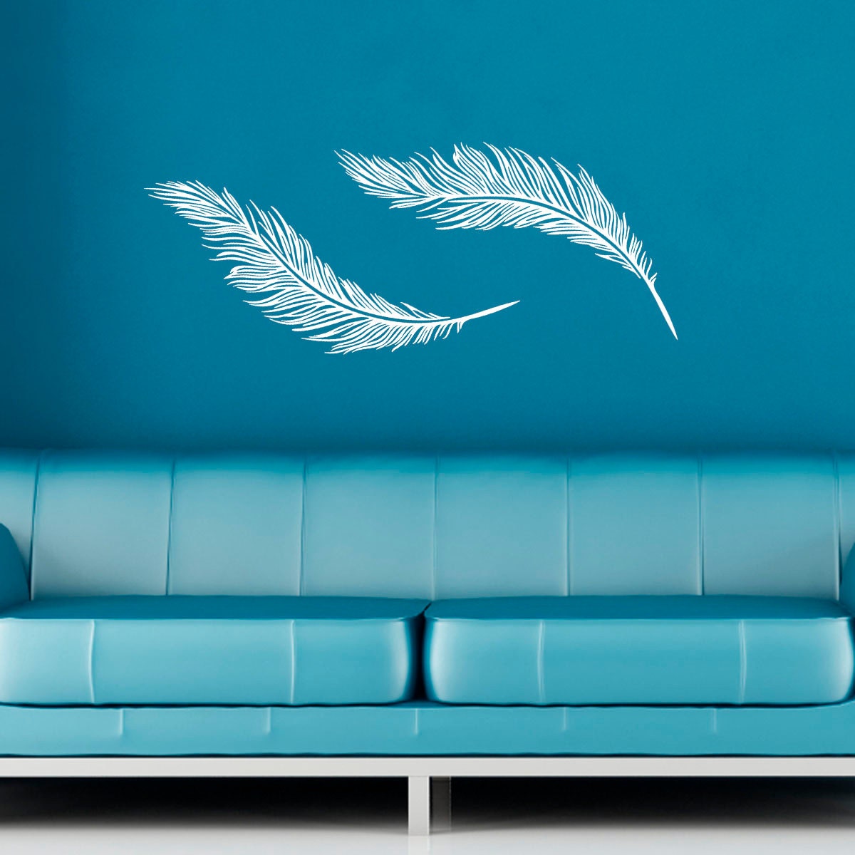 Feathers Wall Sticker Pack of 2 Feather Wall Decals Etsy