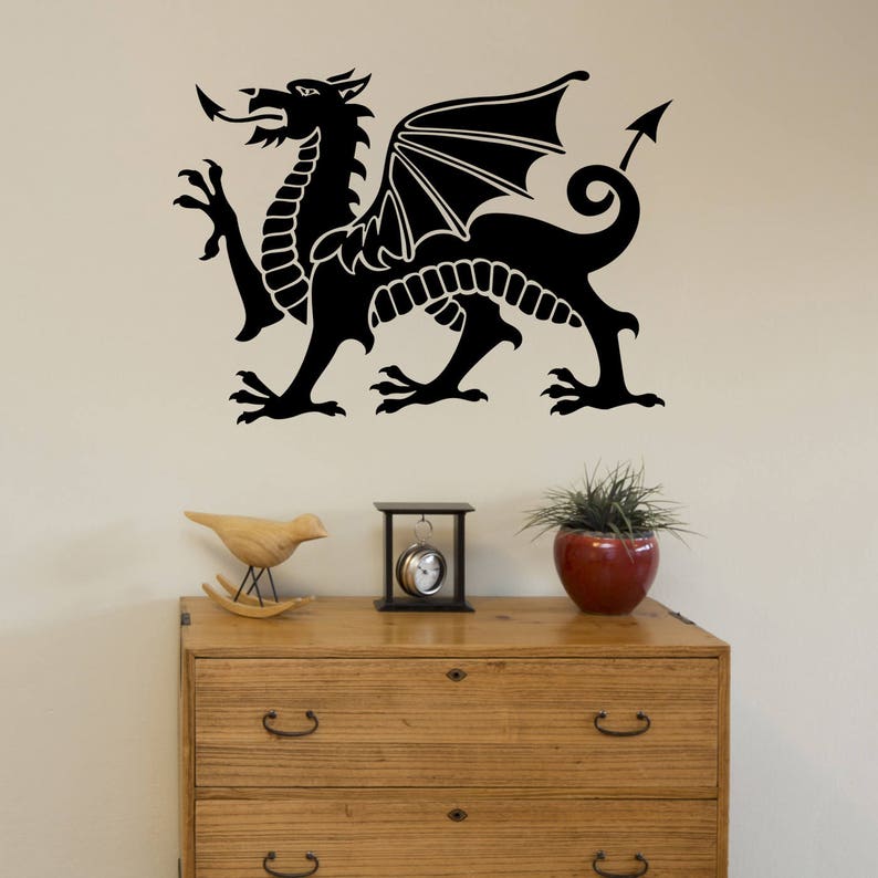 Welsh Dragon Wall Sticker Self-Adhesive Decal Y Ddraig Goch