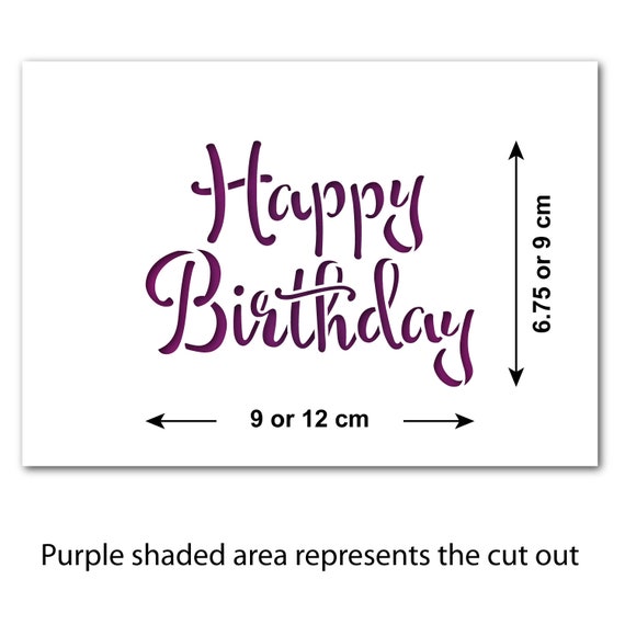 Happy Birthday Stencil Birthday Card / Crafting / Cake Icing Template by  Craftstar Calligraphy Birthday Greeting Text 