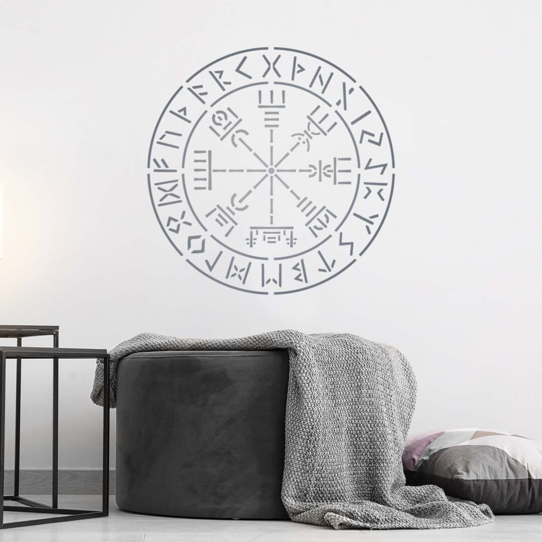 Viking Compass Stencil Vegvisir Symbol Wall Stencil Large Reuseable Icelandic Rune Motif Stencil