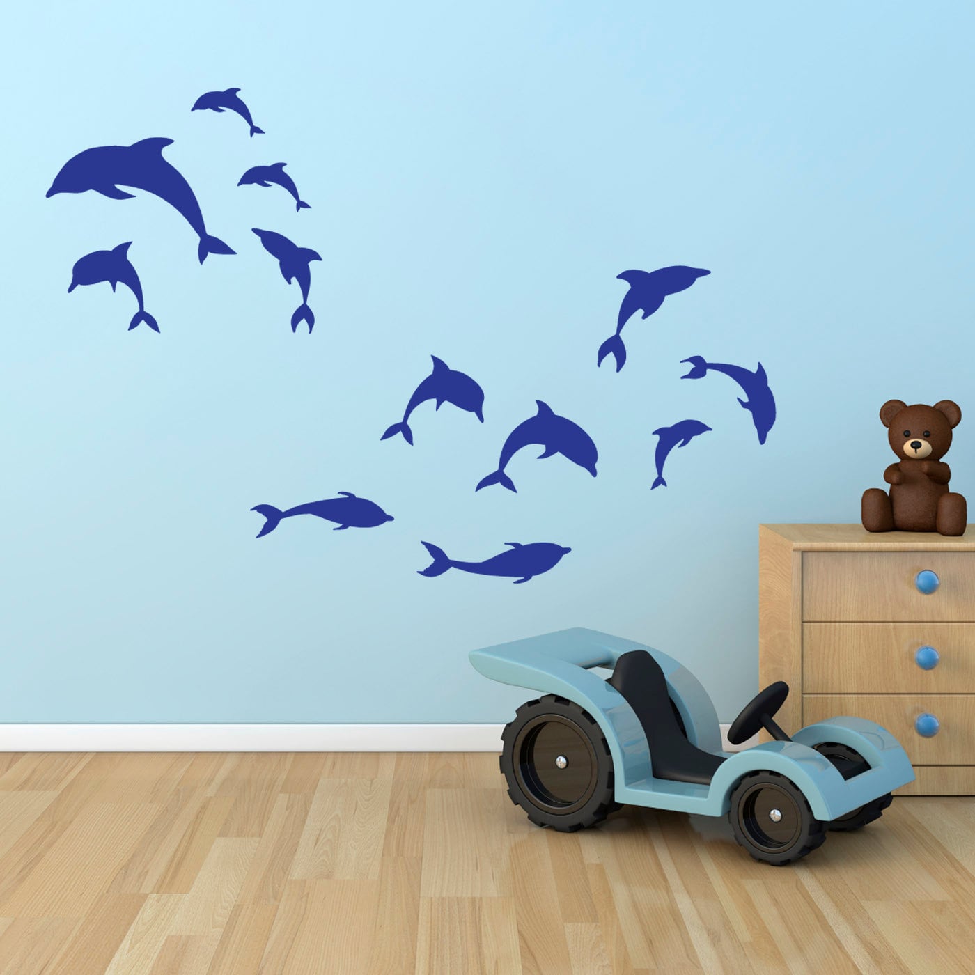 Dolphin Wall Stickers Pack of 12 School of Dolphins Wall Etsy UK