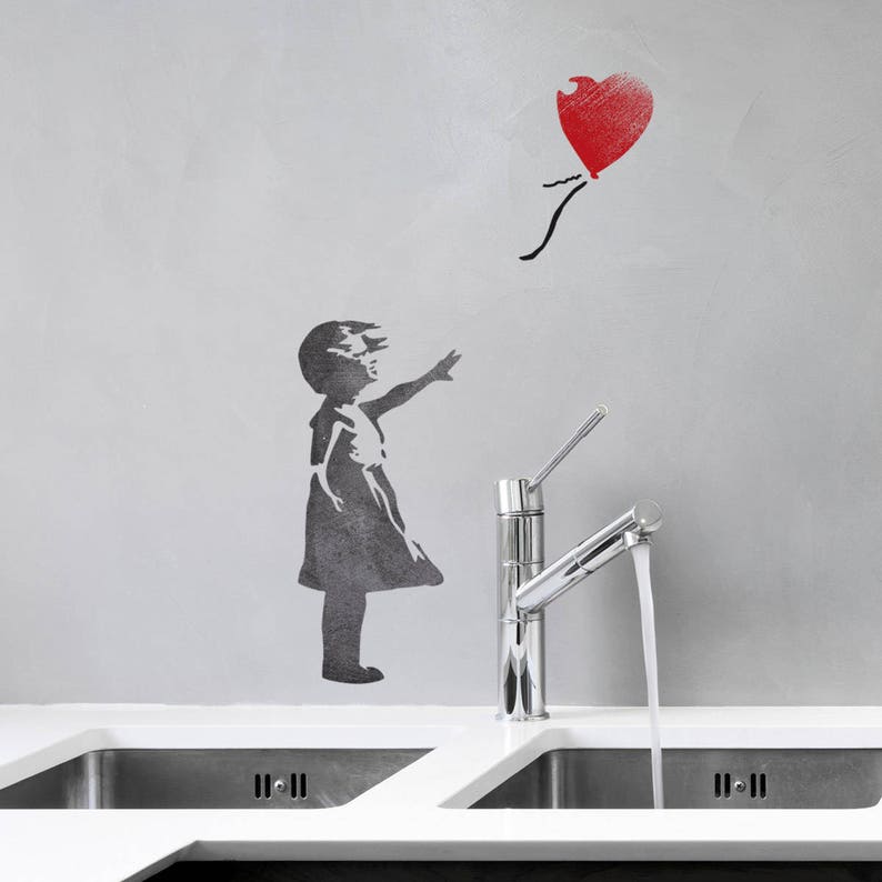 banksy balloon girl stencil a3 size banksy stencil by etsy