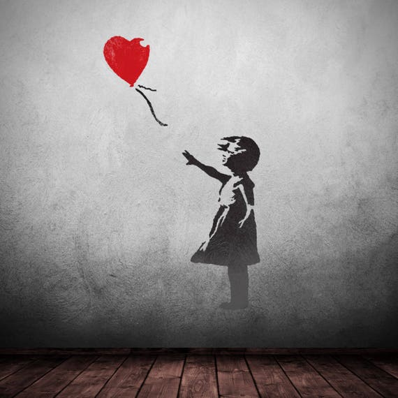 Banksy Balloon Girl Stencil - Large Urban Graffiti Wall Art