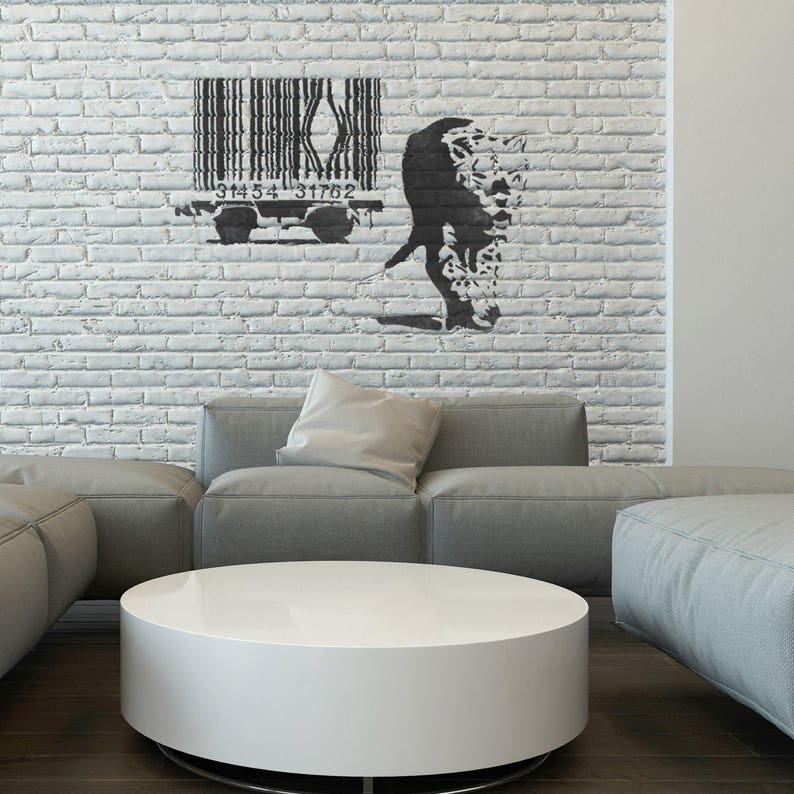 Reusable Mylar Graffiti Art Template by CraftStar Banksy Stencil Bar Code Leopard