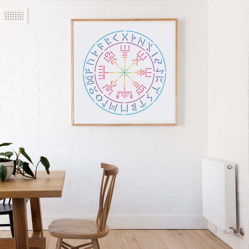 Viking Compass Stencil Vegvisr Symbol Wall Stencil Large Etsy UK