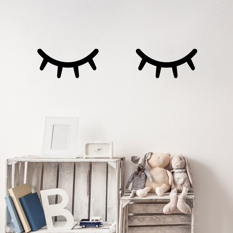 Sleepy Eyes Wall Sticker Set Sleeping Eyelashes Wall Decal Etsy UK