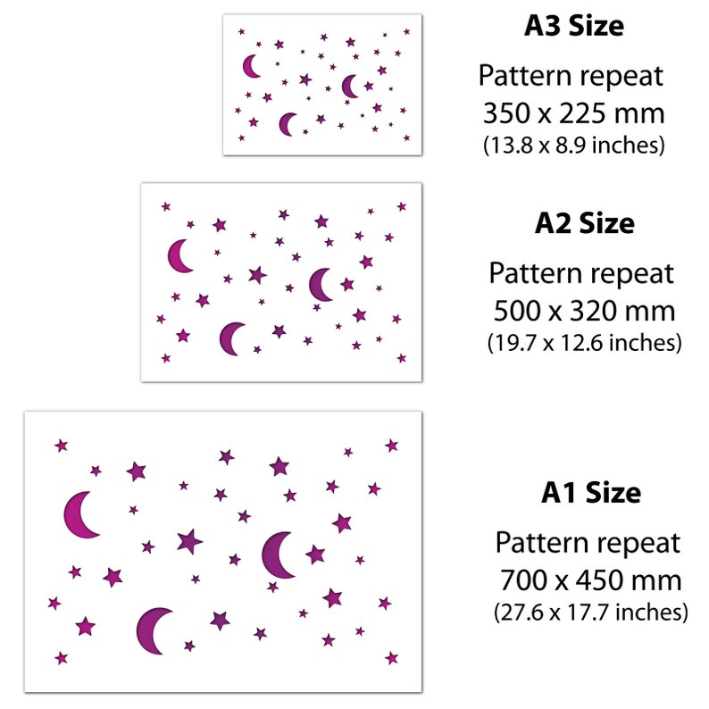 Moon and Stars Pattern Stencil Night Sky Pattern Template by - Etsy UK