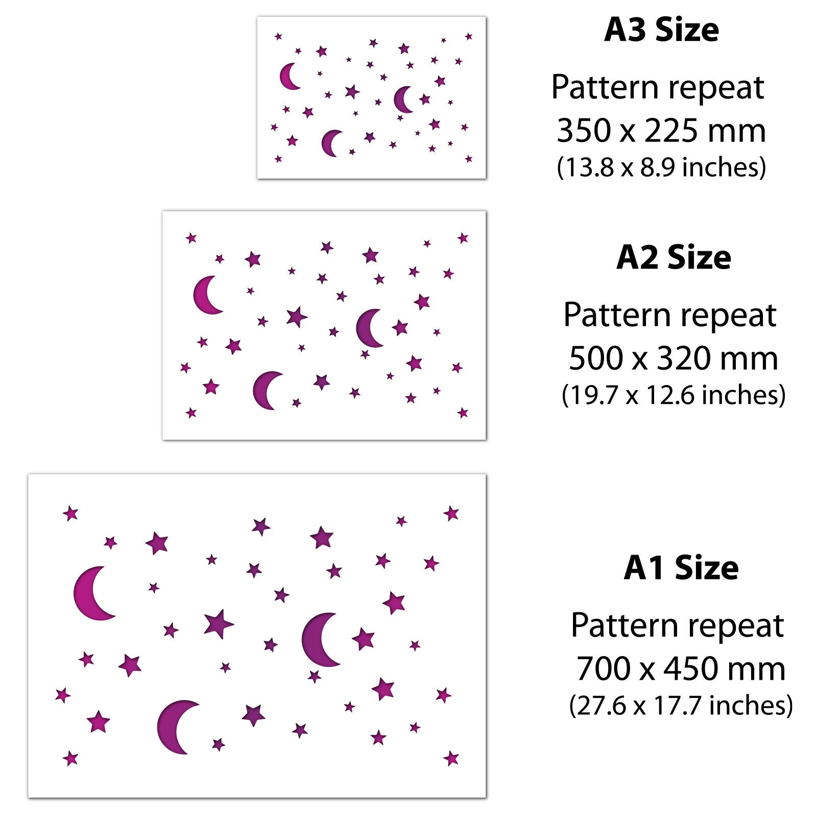 Moon and Stars Pattern Stencil Night Sky Pattern Template by - Etsy UK