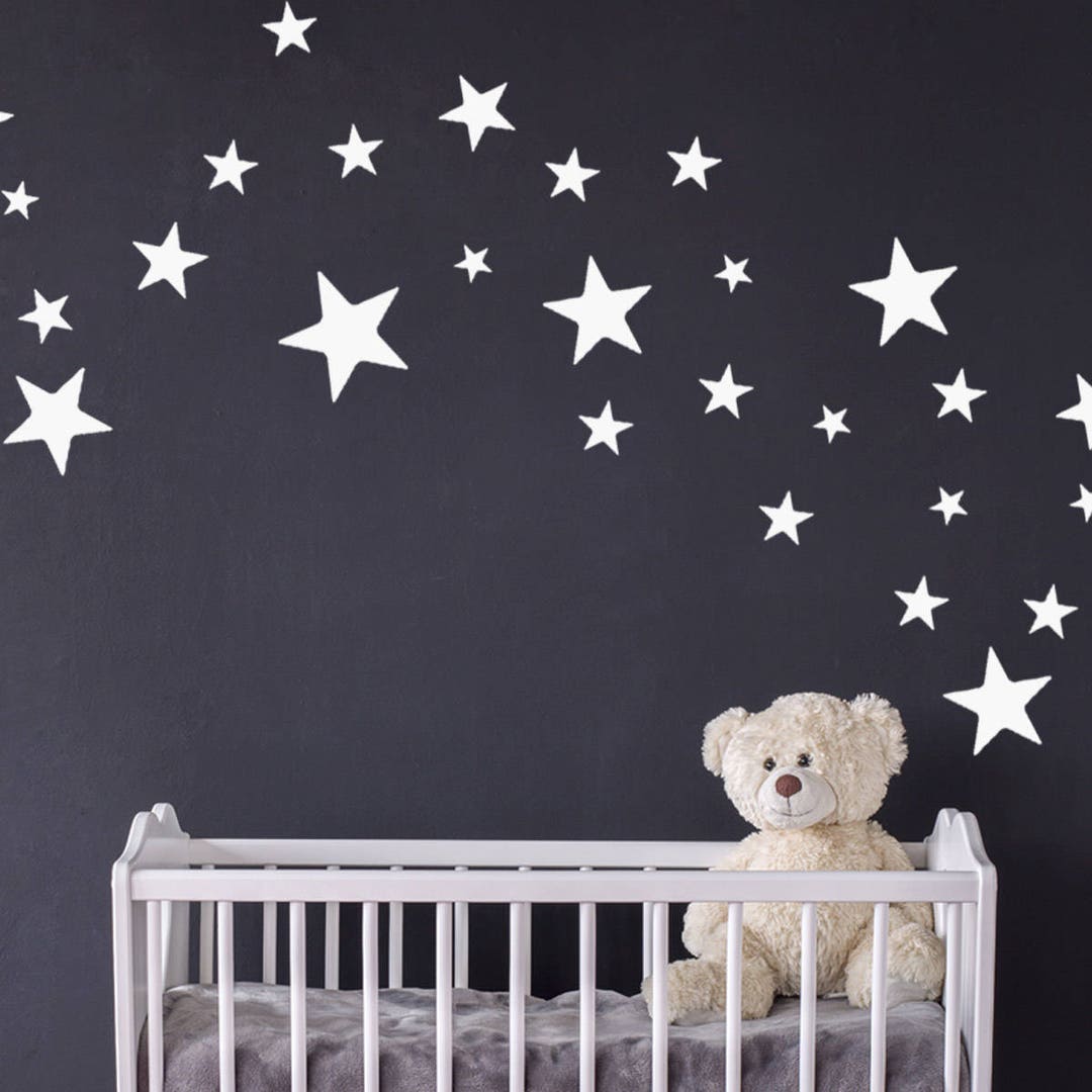 Star Wall Stickers Pack of 60 White Star Wall Stickers in 5 Etsy UK