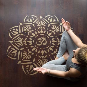 Om Mandala Stencil - Yoga Theme Decoration / Medallion Template by CraftStar