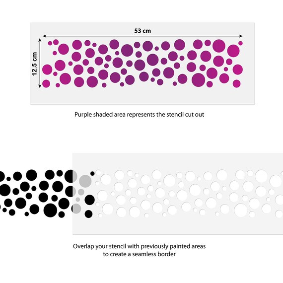circle pattern border stencil bubbles border template by etsy new zealand