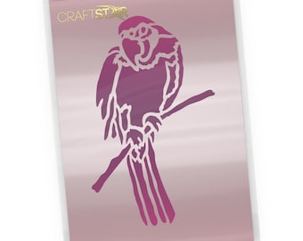 Parrot Stencil - Tropical Bird Crafting / Airbrush Template by CraftStar - A5 or A6 Size