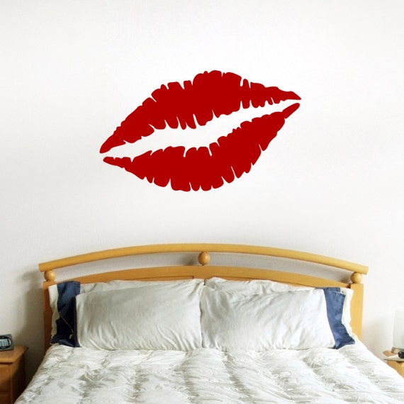 Lip Print Wall Sticker Bright Red Lipstick Kiss Wall Decal