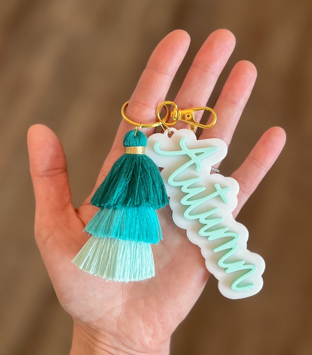 Personalized Keychain, Pastel Keychain, Personalized Tassel Keychain ...