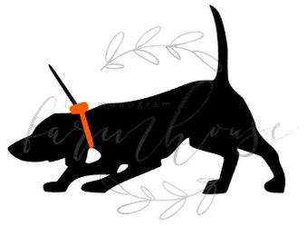 Hunting dog with orange tracking collar Tail Up SVG design/ SVG file/ svg/ hunting dog svg/ tracking collar svg/  dog collar svg/ silhouette