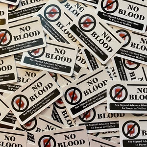 Multipack “No Blood” Vinyl Sticker- FREE SHIPPING