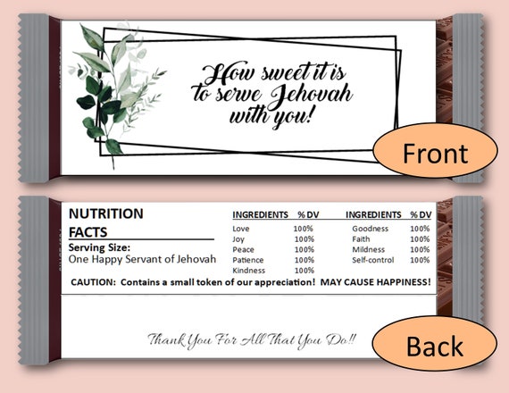 JW "How Sweet" Candy Bar Wrappers - Digital File