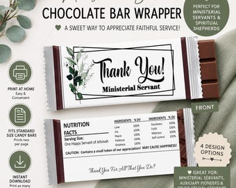 JW Ministerial Servant Candy Bar Wrappers - digitaal bestand