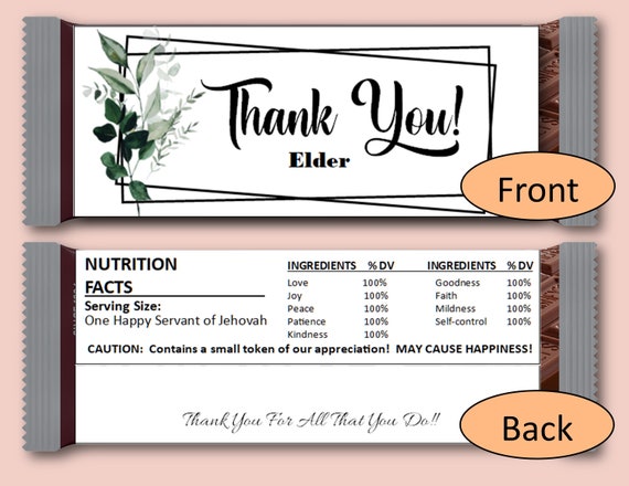 JW Elder Candy Bar Wrappers - Digital File