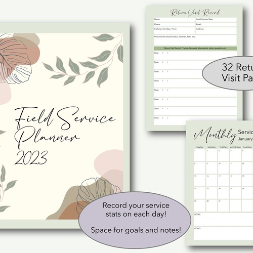 JW Field Service Planner 2023 digital Etsy