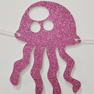 Jellyfish Garland with 12 cupcake toppers, Jellyfish Banner, underwater Theme Banner, Kids, Adult, Birthday Party Decorations, Pink