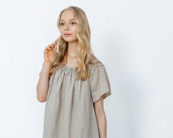 Linen Nightdress/ Cecil/ Sleep dress/ Romantic/ Women&#39;s clothing/ Organic Linen Clothing