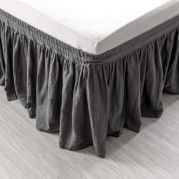 Linen Dust Ruffle Bed Skirt Stone Washed Super Soft Queen King Twin Full Double Natural Organic European 100% Flax Bedskirt CHRISTMAS SALES!