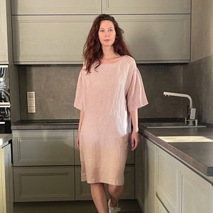Linen Dress/Wendy/Draped Skirt Dress/ Linen Clothing/ Organic Stonewashed Flax/ Casual/ Women&#39;s clothing