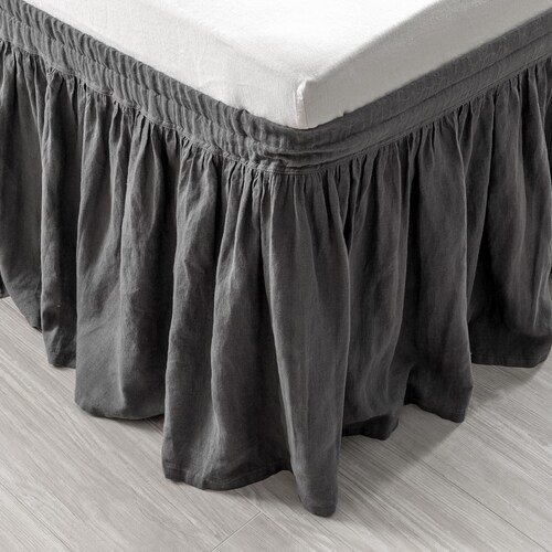 LINEN BED SKIRT Dust Ruffle. Linen Bedskirt. Made by Etsy