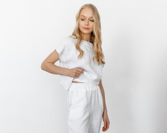 Linen Suit/ Olivia/ Pants Suit/ Linen Top/ Linen Pants/ Loungewear/ Women&#39;s Clothing/ Linen Casual Clothes/ Organic Pure Flax